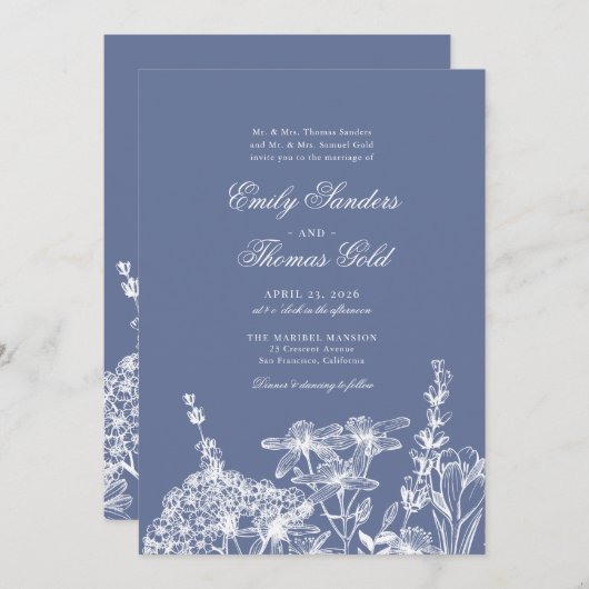 Elegant Wildflower Garden Script Weddenschap Kaart (Voorkant / Achterkant)