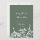 Elegant Wildflower Garden Script Wedding Invitatio Kaart (Voorkant)