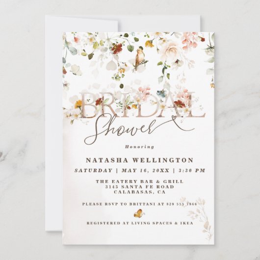 Elegant Wildflower Garden Vrijgezellenfeest Kaart (Voorkant)