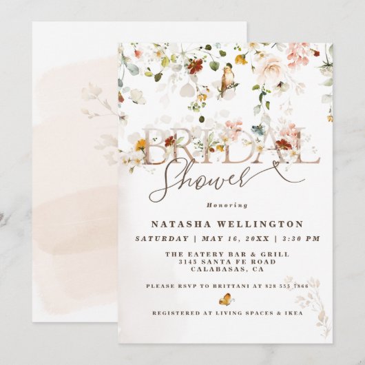 Elegant Wildflower Garden Vrijgezellenfeest Kaart (Voorkant / Achterkant)