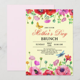 Elegant Wildflower Geel Chique Moederdag Brunch Kaart