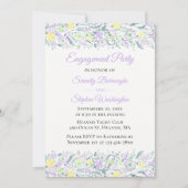 Elegant Wildflower Geel Paarse Bloemen Verloving Kaart (Voorkant)