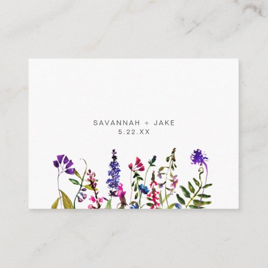 Elegant Wildflower Gold bruiloft informatiekaart Informatiekaartje (Achterkant)