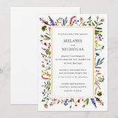 Elegant Wildflower + Gold Weddenwit achterzijde Kaart (Voorkant / Achterkant)