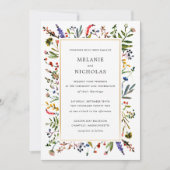 Elegant Wildflower + Gold Wedding-uitnodiging Kaart (Voorkant)