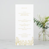 Elegant Wildflower Goud Wit Bruiloft Diner Menu (Staand voorkant)