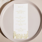 Elegant Wildflower Goud Wit Bruiloft Diner Menu