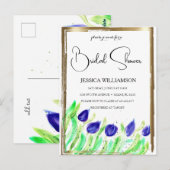 Elegant Wildflower gouden Bridal Shower Invitation Briefkaart (Voorkant / Achterkant)