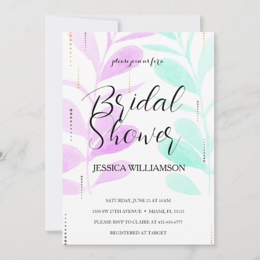 Elegant Wildflower gouden Bridal Shower Invitation Kaart (Voorkant)