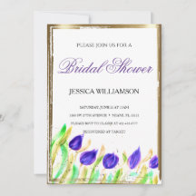 Elegant Wildflower gouden Bridal Shower Invitation