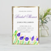 Elegant Wildflower gouden Bridal Shower Invitation Kaart (Staand voorkant)