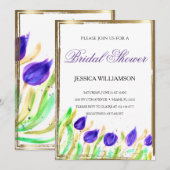Elegant Wildflower gouden Bridal Shower Invitation Kaart (Voorkant / Achterkant)