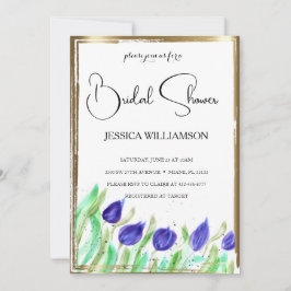 Elegant Wildflower gouden Bridal Shower Invitation Kaart