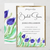 Elegant Wildflower gouden Bridal Shower Invitation Kaart (Voorkant / Achterkant)