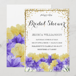 Elegant Wildflower gouden lijst, Vrijgezellenfeest Kaart