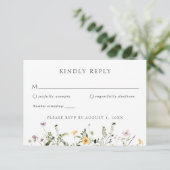 Elegant Wildflower Greenery Wedding RSVP Reactie Kaart (Staand voorkant)