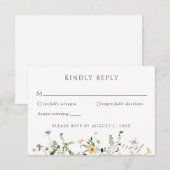 Elegant Wildflower Greenery Wedding RSVP Reactie Kaart (Voorkant / Achterkant)