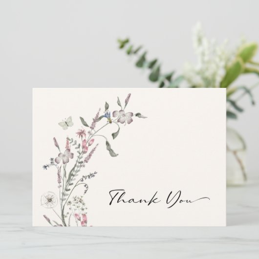 Elegant Wildflower Hartelijk dank Bedankkaart (Staand voorkant)