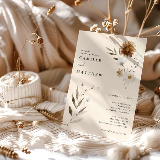 Elegant Wildflower Herfst repetitie diner Kaart