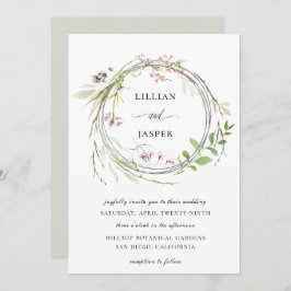 Elegant Wildflower Hoop Wreath Wedding Kaart