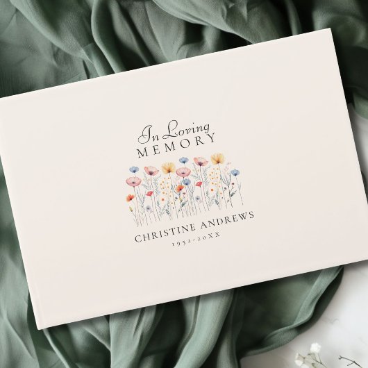Elegant, Wildflower "In Loving Memory" Funeral Gastenboek