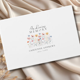 Elegant, Wildflower "In Loving Memory" Funeral Gastenboek