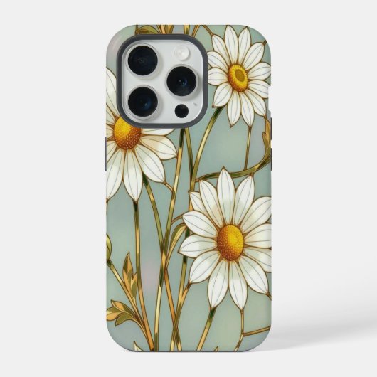 Elegant Wildflower iPhone daisy with Stained Glass iPhone Hoesje (Achterkant)