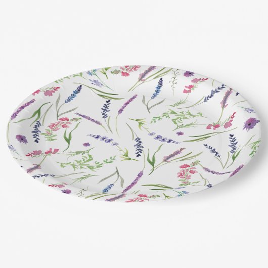 Elegant Wildflower Lavendel Vrijgezellenfeest Papieren Bordje (Gekanteld)