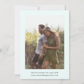 Elegant Wildflower Lijst Bruiloft Foto Mint Save The Date (Achterkant)