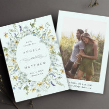 Elegant Wildflower Lijst Bruiloft Foto Mint