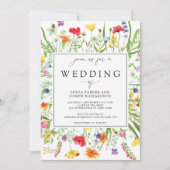 Elegant Wildflower Lijst Calligrafie Weddenschap Kaart (Voorkant)