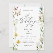 Elegant Wildflower Lijst Calligrafie Weddenschap Kaart (Voorkant)
