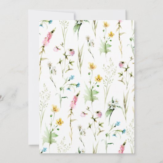 Elegant Wildflower Lijst Calligrafie Weddenschap Kaart (Achterkant)