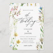 Elegant Wildflower Lijst Calligrafie Weddenschap Kaart (Voorkant / Achterkant)