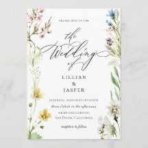 Elegant Wildflower Lijst Calligrafie Weddenschap