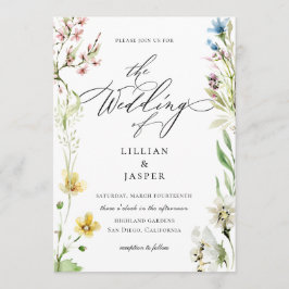 Elegant Wildflower Lijst Calligrafie Weddenschap Kaart