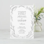 Elegant Wildflower Lijst Illustratie Wedding Kaart (Staand voorkant)