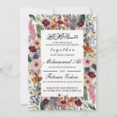 Elegant Wildflower Lijst Moslim bruiloft Nikah Kaart (Voorkant)