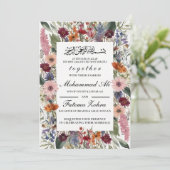 Elegant Wildflower Lijst Moslim bruiloft Nikah Kaart (Staand voorkant)