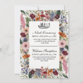Elegant Wildflower Lijst Moslim bruiloft Nikah Kaart (Achterkant)