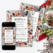 Elegant Wildflower Lijst Moslim bruiloft Nikah Kaart