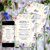 Elegant Wildflower Lijst Moslim bruiloft Nikah Kaart
