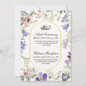 Elegant Wildflower Lijst Moslim bruiloft Nikah Kaart (Achterkant)