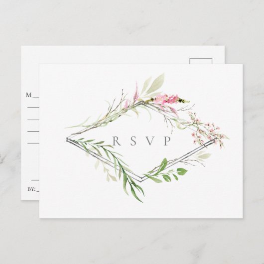 Elegant Wildflower Lijst Wedding RSVP Song Request Uitnodiging Briefkaart (Voorkant / Achterkant)