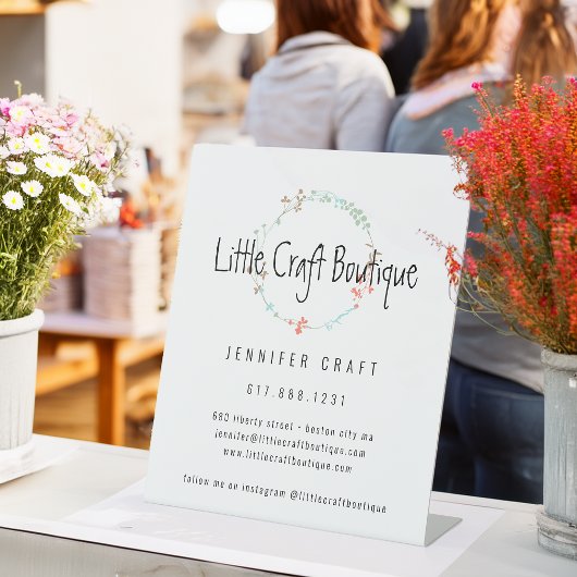 Elegant Wildflower Line Art Wreater Reclamebord Met Voetstuk