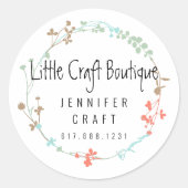 Elegant Wildflower Line Art Wreath Ronde Sticker (Voorkant)