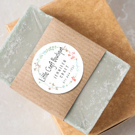 Elegant Wildflower Line Art Wreath Ronde Sticker