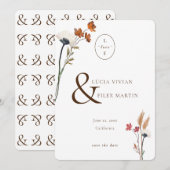Elegant Wildflower Love Initiaal Save the Date Kaart (Voorkant / Achterkant)