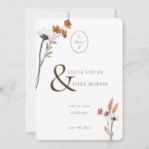 Elegant Wildflower Love Initiaal Save the Date
