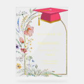 Elegant Wildflower Meadow Afstuderen Welkomstbord Acryl Bord (Voorkant)